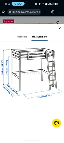 IKEA STORA High Loft Bed Frame with Ladder (Single/Twin) - Sturdy Wooden Frame