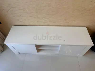 White TV Unit / Entertainment Cabinet with Sliding Doors