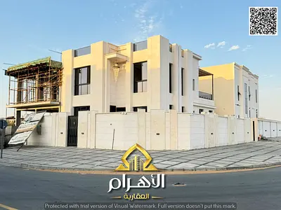 Corner villa for sale in Ajman, located on two streets with a large setback in a prime residential location, including registration and ownership fees