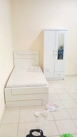 Single Bed with Wardrobe - White, Good Condition