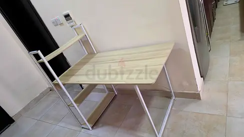 Wood  Metal Computer Desk with Built-in Bookshelves (120 x 60 cm)