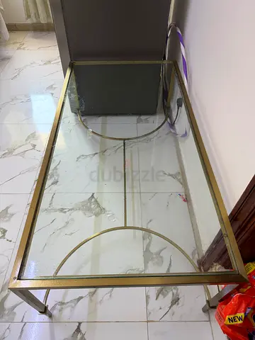 Glass and Gold Metal Console Table - Minimalist Design