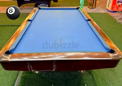 Used 9 ft marble Pool Table / Billiards Table with Blue Felt