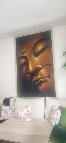 Large serene Buddha wall painting - framed
