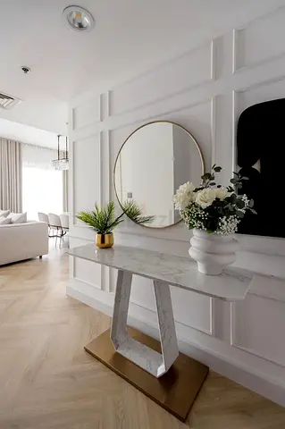 Marble Console Table with Gold Base - Modern Entryway Table