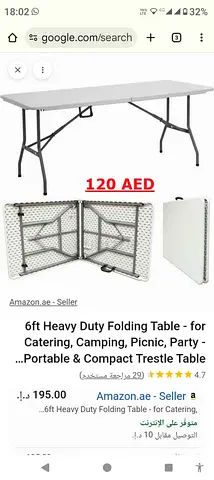 Heavy Duty Folding Portable Trestle Table 180x75cm - New Condition