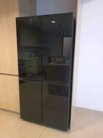 Samsung 4-Door French Door Refrigerator - Black Glass, Excellent Condition