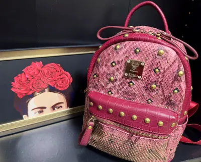 MCM Style Pink studded small backpack