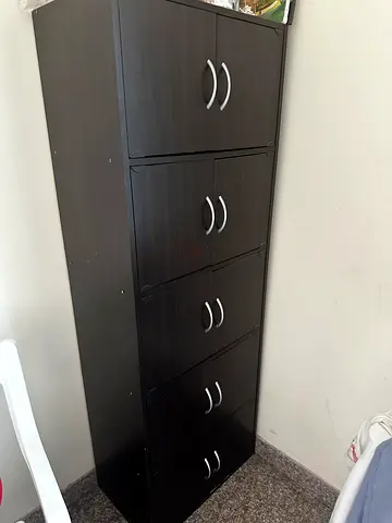 Dark Wood Wardrobe / Armoire with Multiple Doors - Good Condition