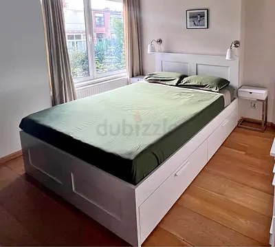 Ikea Queen Brimines Bed frame with Ikea mattress