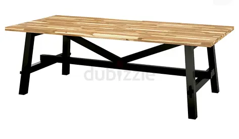 Solid Wood Top Industrial Dining/Work Table with Wood Legs