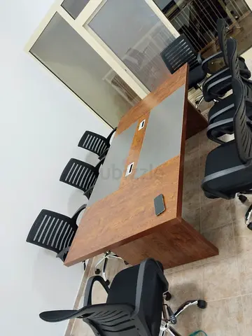 Large Wooden Conference Table with Integrated Cable Ports - Seats 8-10