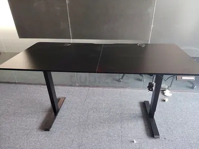 Electric Height Adjustable Double-Base Office Desk — Black, Good Condition