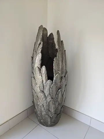 Large Silver Leaf Decorative Vase