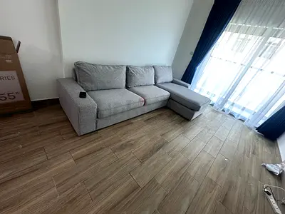 Ikea kivik L shape sofa Gray Light grey L-shaped 3-seater sofa with chaise — good condition