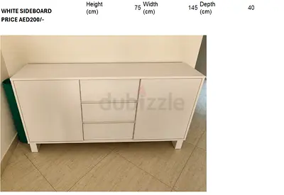White Sideboard / Storage Cabinet - Good Condition