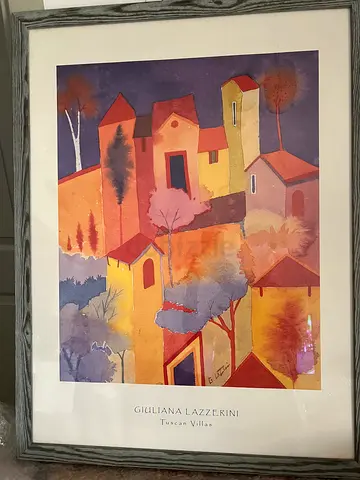Framed Giuliana Lazzerini Tuscan Villas Watercolor Print