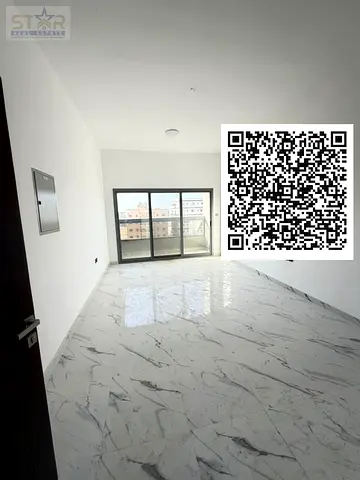New building, first occupant, one bedroom and living room, 2 bathrooms with balcony, annual rent in Ajman