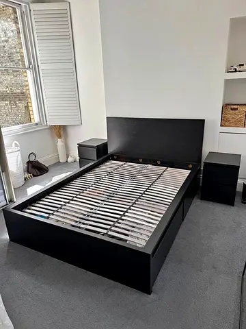 Queen Black Malm bed frame (IKEA) including mattress (IKEA)