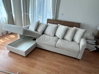 Ikea Gronlid L shape sofa bed BeLight grey fabric L-shaped storage sofa with chaise (good condition)