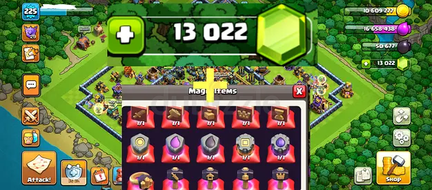Clash of Clans TH18  13K Gems + 19K Worth of Magic Items!