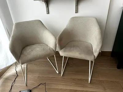 Set of 2 Upholstered Accent Chairs with Metal Legs - Light Grey Ikea