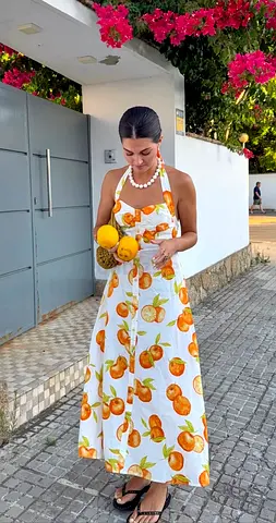 Zara Linen Blend Dress in Fruit Print