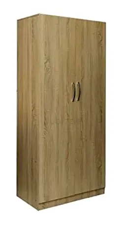 Two-Door Wooden Wardrobe - Light Oak Finish