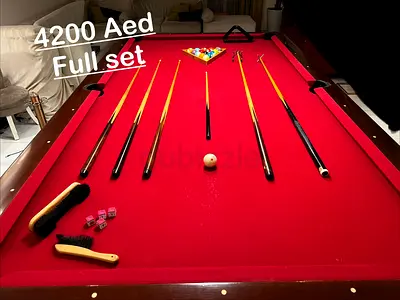KnightShot Full-size red felt billiards table with cues and accessories - 4200 AED, Negotiable