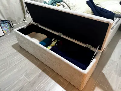 Upholstered Storage Ottoman Bench - Beige, Large