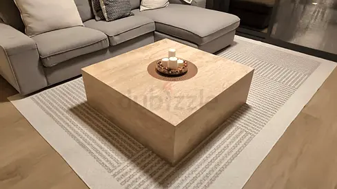 Natural Travertine Unfilled Modern Cube Table Marble Coffee Table.