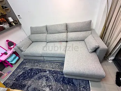 Ikea Eskelstuna L shape sofa bed Light Grey L-Shaped Fabric Sofa with Chaise - Good Condition
