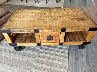Solid Wood Coffee Table With Wheels