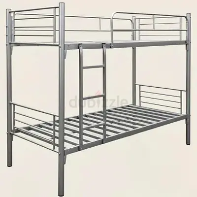 Sturdy Metal Bunk Bed Frame - Twin over Full, Silver