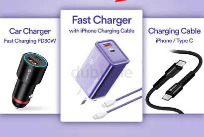 Fast Charger with charging cable + car charger + charging cable type c / Iphone