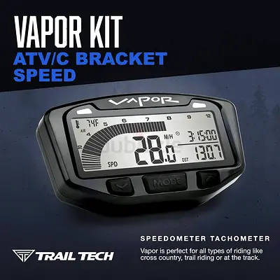 Trail Tech 752-118 Black Vapor Digital Speedometer Tachometer Gauge Kit