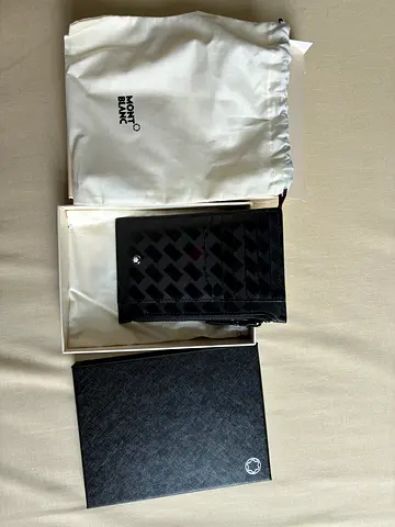 Montblanc Black Leather Card Holder / Wallet with Box and Dust Bag