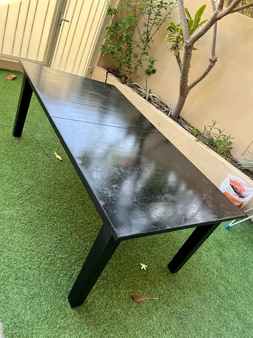 Solid Wood Dining Table - Dark Finish, Seats 6