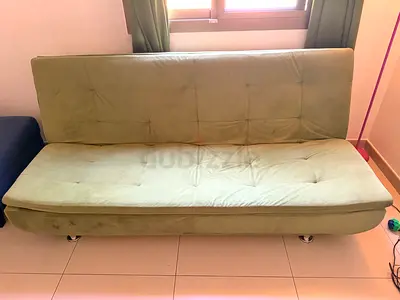 Green Convertible Sofa Bed - Compact 2-Seater