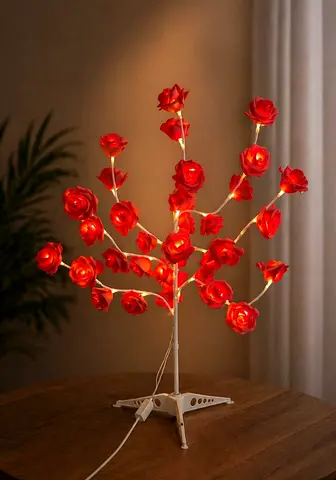 LED Rose Blossom Decorative Table Lamp - Red Flower String Light