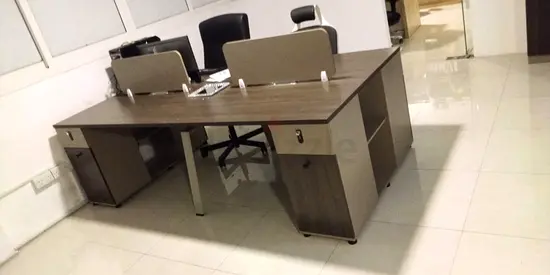 4-Seat Office Workstation Desk Cluster with Storage Drawers