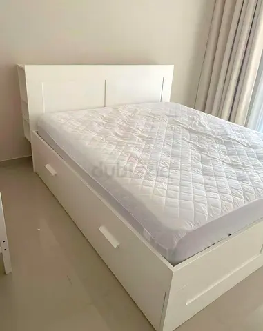 Ikea brimness king size stoarge bed with ikea mattress