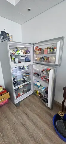 Silver Double-Door Refrigerator (Used) - Good Working Condition