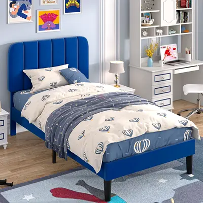 Round edges twin platform bed