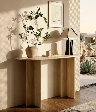 Travertine Console Table / Hallway Sofa Table - Minimalist Design