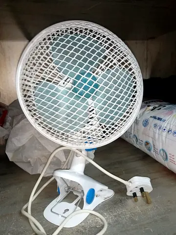 Small White Clip-On Desk Fan — Portable, Used