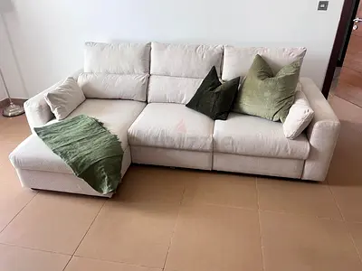 Ikea Eskelstuna L shape sofa beige Light Beige 3-Seater L-Shaped Sofa with Chaise