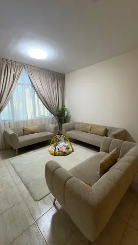 Light Beige 7-Seater Curved Sofa - Good Condition