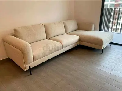 The Loom collection L shape sofa Beige L-shaped Modern Fabric Sofa with Chaise - Good Condition