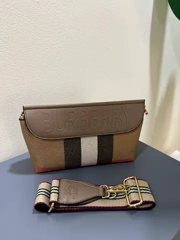 Burberry Canvas Crossbody Bag with Detachable Strap
